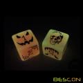 Set of 6 Bescon Luminous Halloween Dice 6 Sides, Glow in Dark 6 Sided Halloween Dice Set in Velvet Pouch