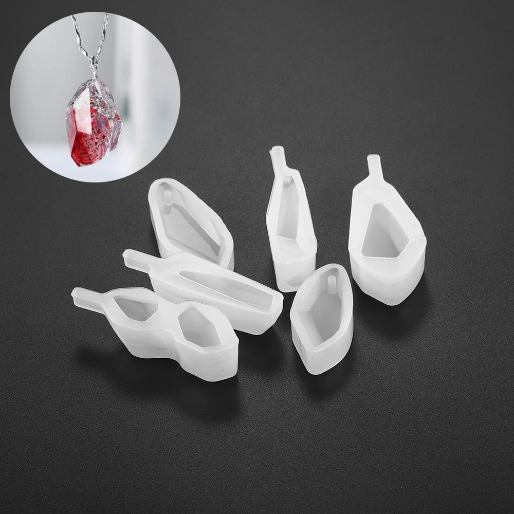 1pcs Transparent Silicone Mould Crytal Stone Shape Hole Mold DIY Craft Epoxy Resin Molds Necklaces Pendant for Jewelry Making