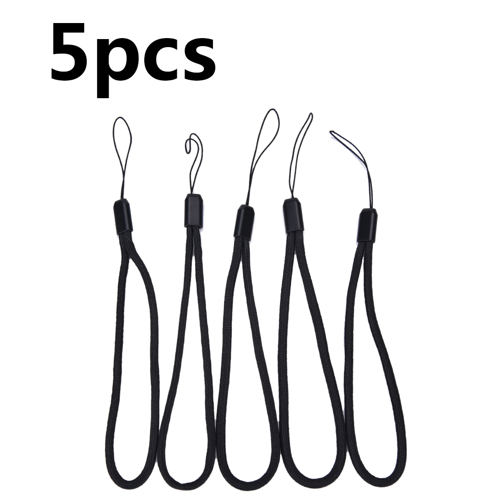 5x Black DIY Hang Rope Lanyard Neck Straps Keychain New Nylon Wrist Hand Cell Phone Mobile Chain Charm Cords