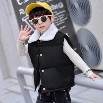 Kids Down Cotton Vest Baby Plus Velvet Thickened Girls Baby Wear Waistcoat To Protect Warm Children's Vest Autumn Winter Models