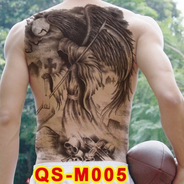 1pc new 48*34cm full back large tattoo sticker 20design black Dark shaman Wing skull temporary flash tattoos body paint cool men