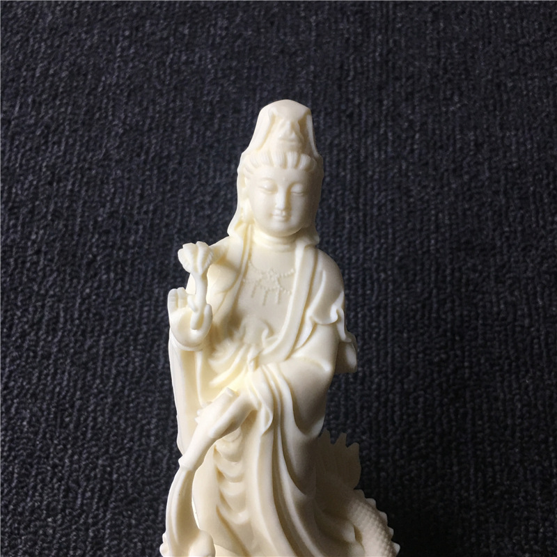 Dragon Guanyin sculpture statue White hand-carved home decoration accessories attic office Buddha statue Decorative gift 17cm