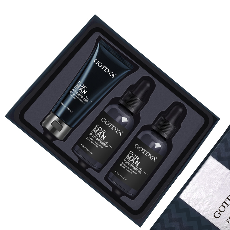 Gotdya Men's Refreshing Oil Control Set.Men's skin care three-piece set. Facial cleanserEssence waterEssence milk