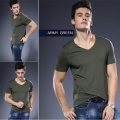 Modal Solid Color Underwear Men Clothes Close-Fitting Short Sleeve Relax Breathable Strench V neck Undershirts Plus Size 6XL