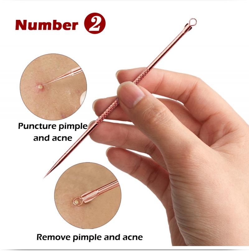 4pcs/set Rose Gold Blackhead Pimple Needles Pimple Blemish Extractor Set Blemish Treatment Deep Cleansing Skin Care Tool TSLM1