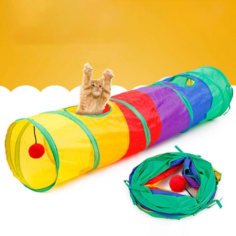 2/3/5 Holes Foldable Pet Cat Tunnel Toys Kitten Rabbit Indoor Outdoor Hanging Ball Training Toys Play Tunnel Tubes Cat Supplies