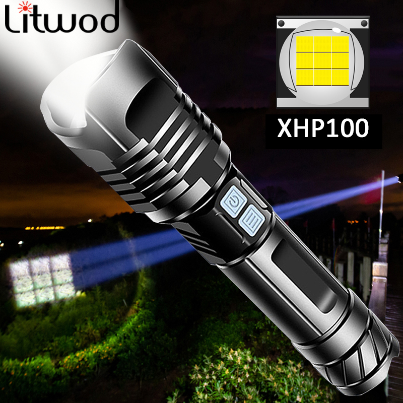 XHP100 Most powerful LED Flashlight Portable Ultra XHP70 Torch USB Rechargeable Zoomable Tactical Light 26650 Battey For Camping