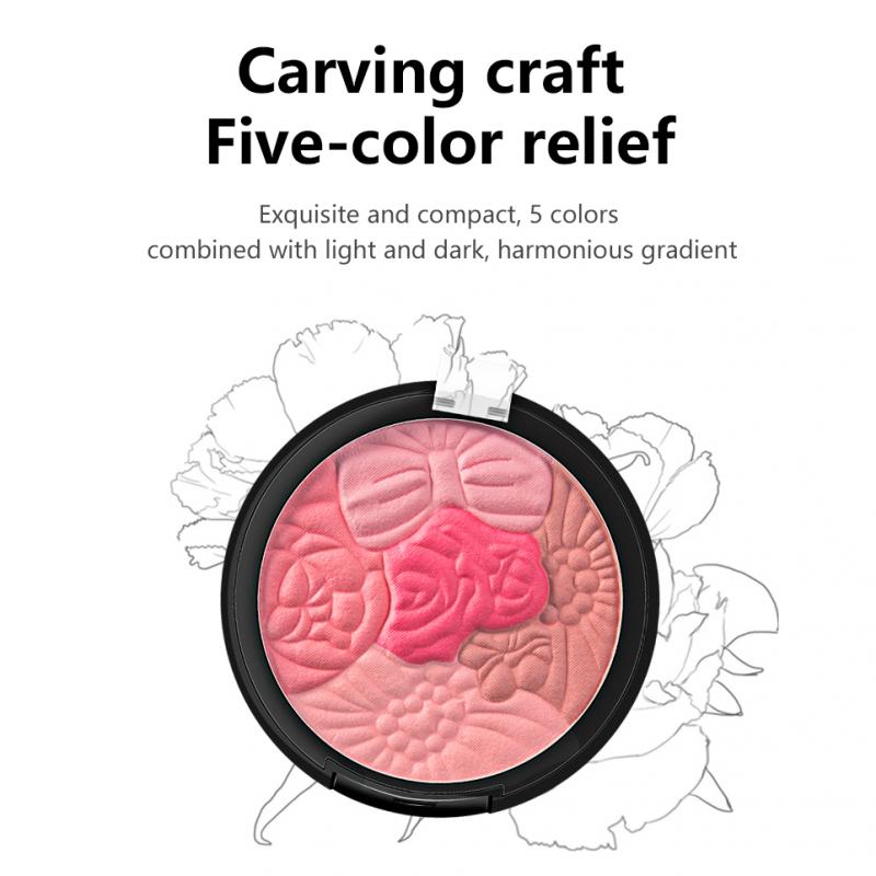 5 Colors Petal Blush Petal Carving Blush High-gloss Blush Blusher Facial Contour Powder Fine Smooth Easy To Wear Natural TSLM1