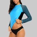 Charmleaks Women Rash Guard Swimwear Long Sleeve Zebra Stripes Rashguard Diving Shirts Surfing Top Bathing Wear UPF 50+