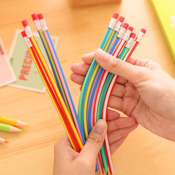 1 Pieces Korean stationery cute Colorful Funny Bendy Candy Color Soft Flexible Standard Pencil With Eraser School Fashion Office