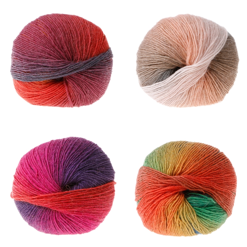 1Ball 50g Hand-woven Rainbow Colorful Crochet Cashmere Wool Blend Yarn Knitting