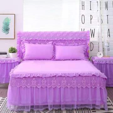 1 Pc Lace Bed Skirt +2pcs Pillowcases Bedding Set Princess Lace Bedding Bedspreads Fitted Bed Sheet For Girls King Queen Size