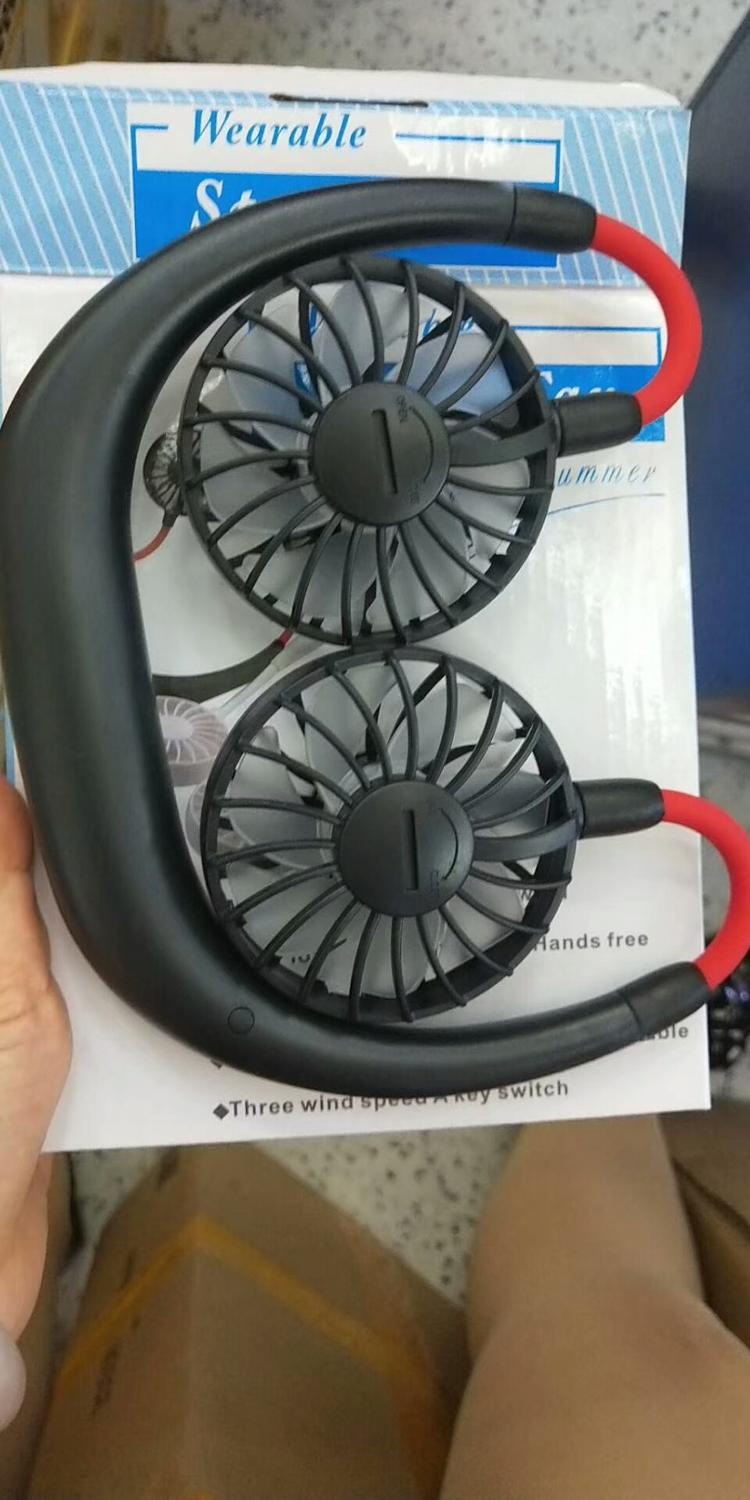 2000 mAre USB Portable Fan Hands-free Neck Hanging USB Charging Mini Portable Sports Fan 3 gears Usb Air Conditioner