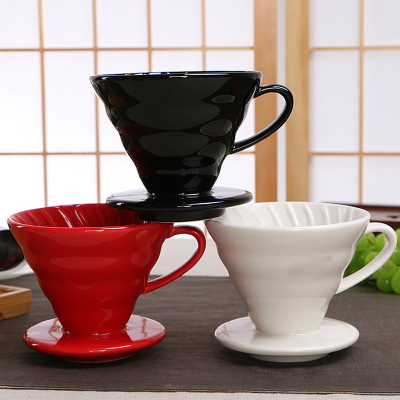 1-4 Cups V60 Coffee Drip Filter Cup Ceramic Coffee Dripper Engine Permanent Pour Over Coffee Maker With Separate Stand