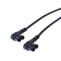 IEC320 C8 to 2X C7 Y Split AC Power Cord, IEC 2 Pole Male to Female 90Degree Right Angled extension cords,Length=42CM Black