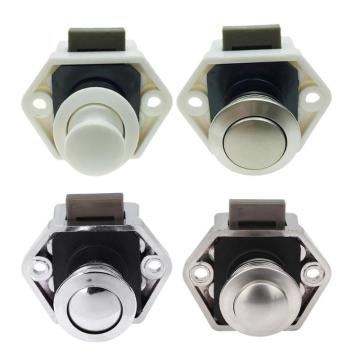 Zinc Alloy Drawer Latch Button Locks for Furniture Hardware Camper Car Push Lock Latch Knob Caravan Boat Motor Home Cabinet Lock