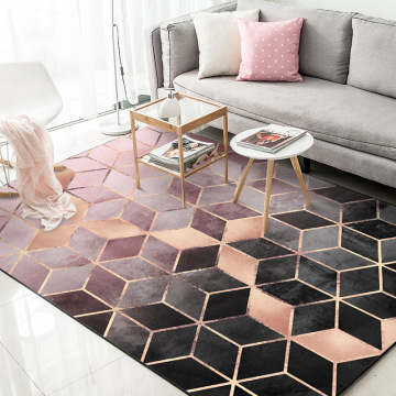 Black Rose Gold Living Room Carpet Nordic Home Decoration Modern Bedroom Rugs Anti Slip Gradient Geometric Lounge Mats 160X230