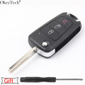 Okeytech 3 Buttons Flip Car Remote Blank Key Shell for GREAT WALL WINGLE STEED 5 6 HAVAL HOVER H5 Folding Key Cover Uncut Blade