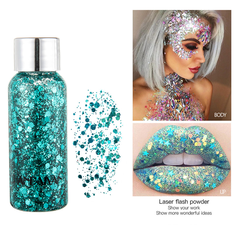 Holographic Mermaid Glitter Eyeshadow Gel Body Face Eye Liquid Loose Sequins Pigments Makeup Cream Festival Gems