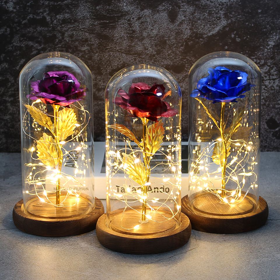 Beautiful eternal rose, LED Eternelle light, the beauty and the Beast, rose in crystal dome for mother's birthday, gift for