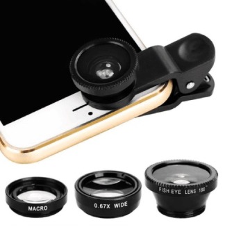 Wide Angle Macro Fisheye Lens 3-in-1 Camera Kits Mobile Phone Fish Eye Lenses with Clip 0.67x for iPhone Samsung All Cell Phones