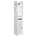 80*15.5*15.5CM Bathroom Toilet Furniture Cabinet White Wood Cupboard Shelf Tissue Storage Rack Cabinet
