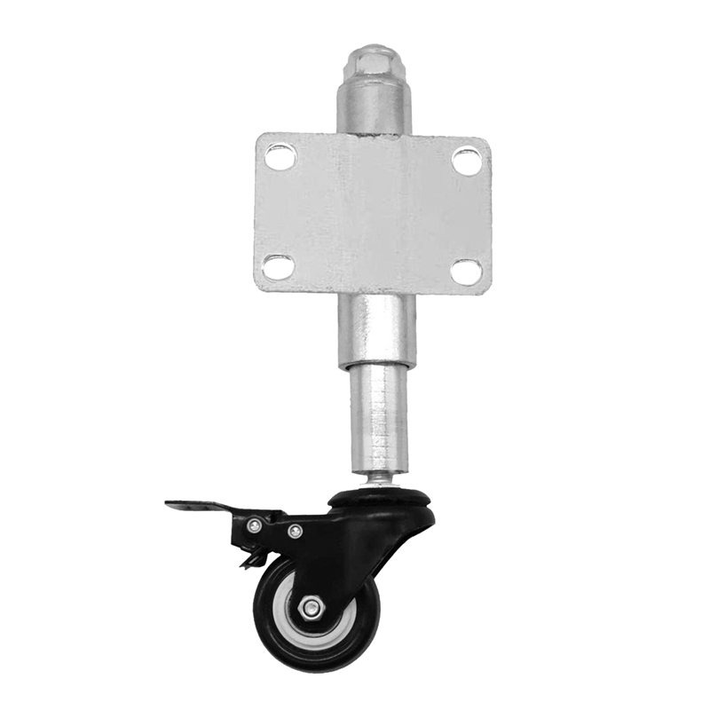 2 Inch PU Spring Loaded Gate Swivel Caster Fence Hardware Swivel Gate Wheel with Brake 110Lbs Load Cap