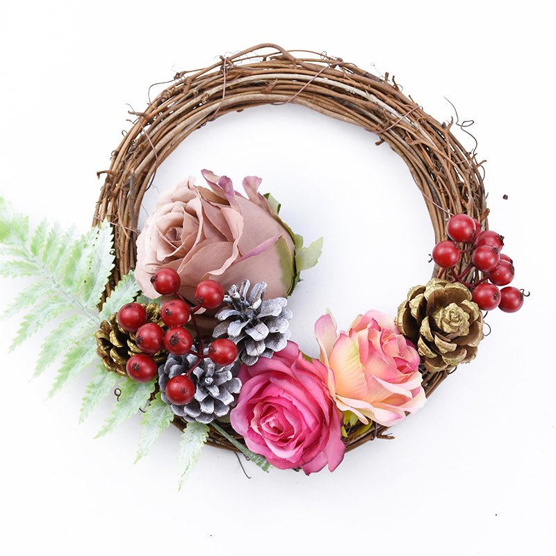 3/6Pcs Rattan Ring Artificial Flowers Garland Dried Flower Frame Home Christmas Decoration DIY Floral Wreaths 10/20/30/40cm