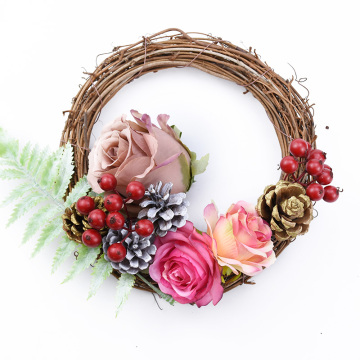 3/6Pcs Rattan Ring Artificial Flowers Garland Dried Flower Frame Home Christmas Decoration DIY Floral Wreaths 10/20/30/40cm