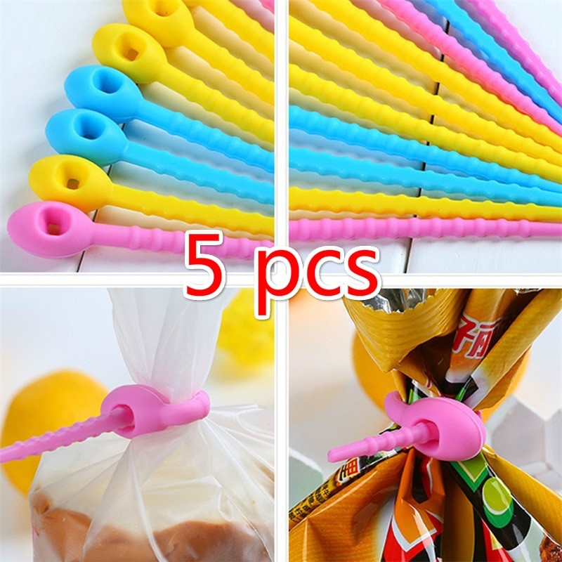 5 Pcs/lot Silica Gel Cable Ties Releasable 210mm Length Self-locking Cable Zip Ties All-purpose Multi-use Bag Clip