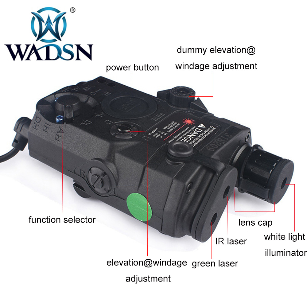 WADSN UHP Airsoft LA-5 PEQ 15 IR Green Dot Laser with White LED Flashlight Tactical LA5C PEQ Lazer Hunting Rifle Weapon Light