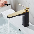 Bathroom Faucet Solid Brass Bathroom Basin Faucet Cold And Hot Water Mixer Sink Tap Single Handle Deck Mounted Black & Gold Tap
