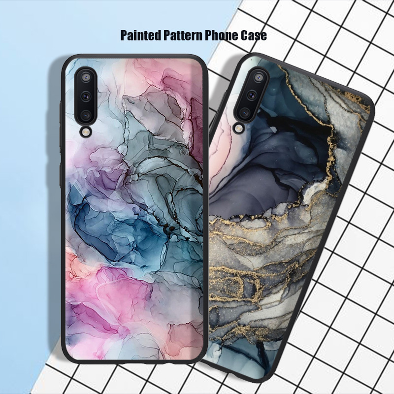 Ink Brush Painting Marble Case for Samsung A50 A70 A40 A30 A20 A10 Watercolor Pattern Case on Galaxy A20e A10e A10S A20S A30S