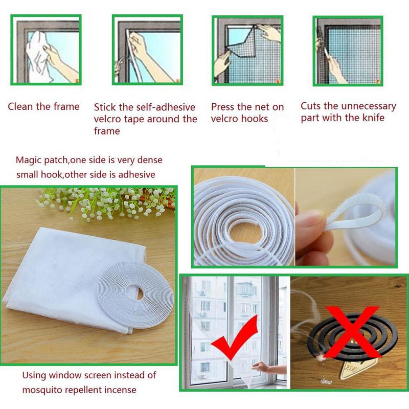 White Color Window Screen Mesh Net Insect Fly Bug Mosquito Moth Door Home Use Netting Mosquito Net With Tape