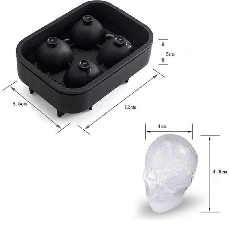 3D Skull Ice Mold Skull Shape Chocolate Mould Silicone Cold Drinking Ice Cube Maker Tray Ice Cream DIY Whiskey Wine Ice Tray
