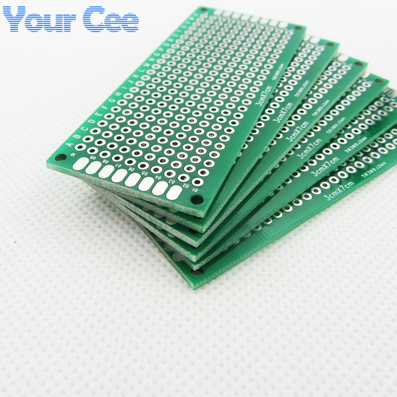 5pcs 3X7cm 3*7cm Double Side Prototype pcb Breadboard Universal for Arduino 1.6mm2.54mm Practice DIY Electronic Kit Tinned HASL