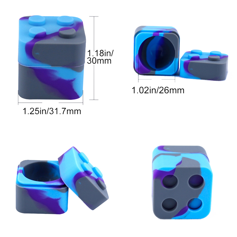 200pcs Silicone cube jars lego dab wax container dry herb square 11ml silicone weed jar bho vaporizer oil containers