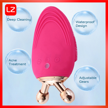 Home SPA Remove Dirt Skin Care Tool Face Massage Cleanser Waterproof Silicone Electric Facial Cleansing Brush With Massager