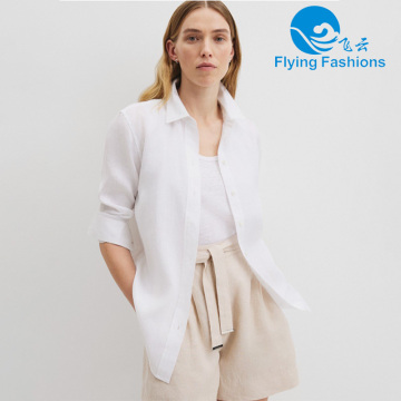 A fashionable white linen shirt for ladies