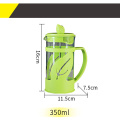 French Presses Green Plastic Handle Glass Body Stainless Steel Mesh 350ML Pots Coffee Maker Machine Extraction Coffee Tool