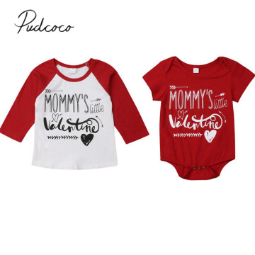 2019 Brand New Brother Valentine Romper/Shirt Family Matching Tops Clothes Outfits Mommy's Valentine Letter Print Casual Clothes