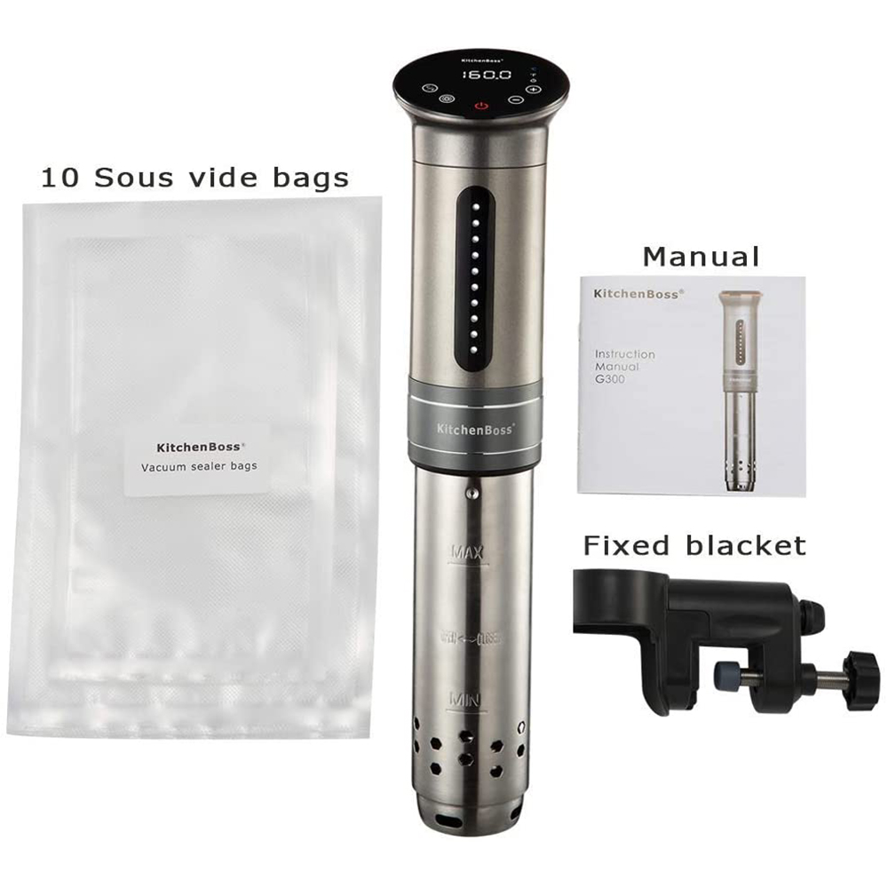 KitchenBoss,Sous Vide machine G310 Silver ,Hot Dip Circulator Precise,Send 10 Vacuum Bags,Temperature Control Water Cooker