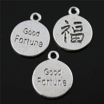 10pcs Chinese Good Luck Fu Charms Pendant For Jewlery Making 2 Colors Chinese Fu Charms Charm Good Fortune 18x15mm