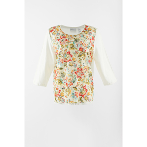 Long sleeve T shirt with print lace front