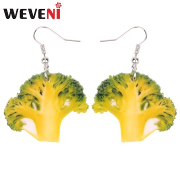 WEVENI Acrylic Fresh Broccoli Earrings New Long Dangle Drop Fashion Vegetable Farm Food Jewelry For Women Girls Bijoux Kids Gift