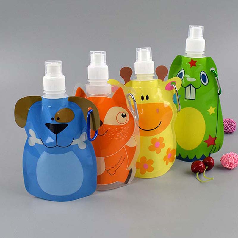 10pcs Eco-Friendly 350ML Girls Packaging Reusable Squeeze Pouch Plastic Smoothie Squeeze Bags Refillable Bag For Kids