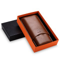 COHIBA Gadgets Brown Leather Cigar Case Holder Case 3 Tube Travel Cigar Case Humidor gift box CF-0402