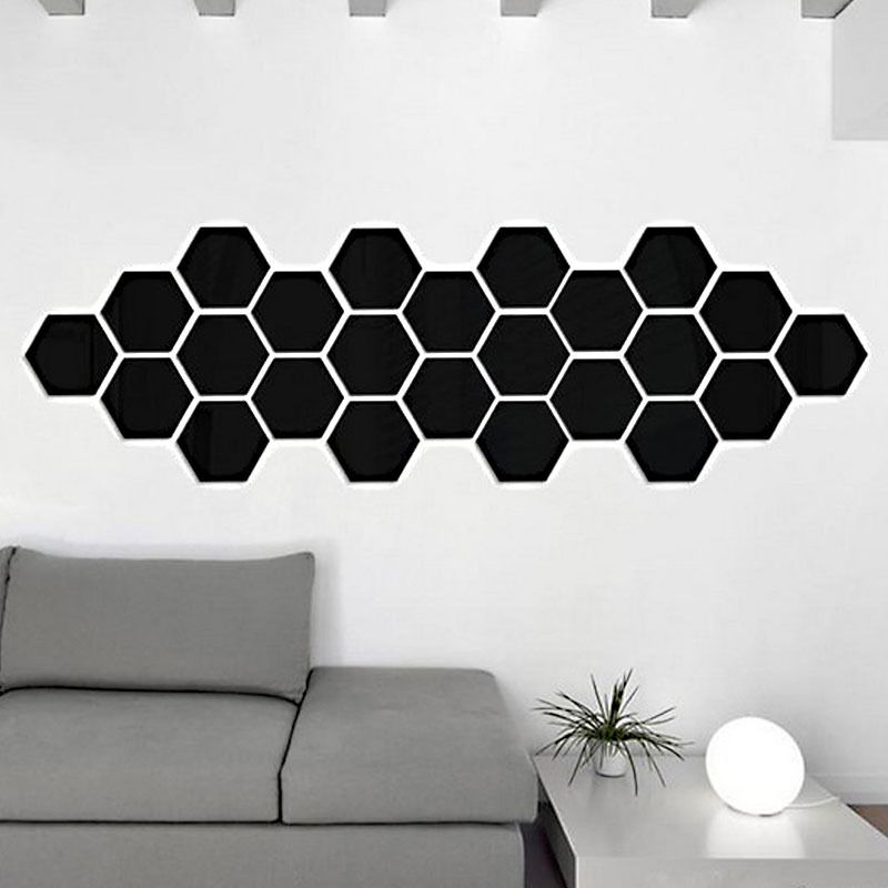 Vinyl 3D Art Wall Home Removable Sticker Hexagon 12PCS Decal Mirror Decor DIY