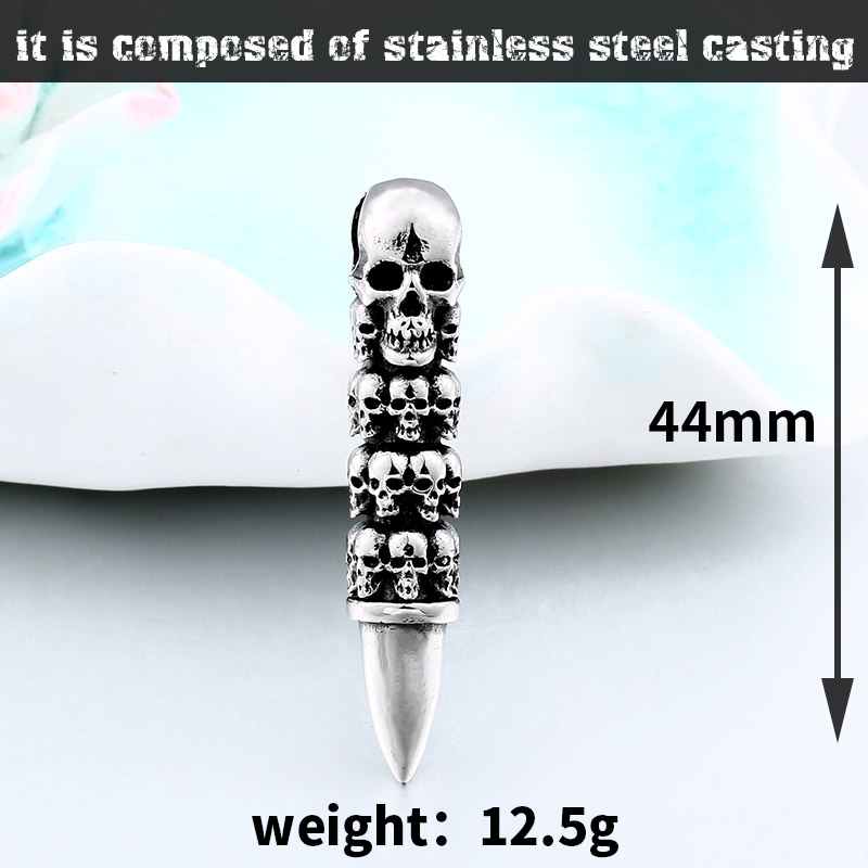 Steel soldier designer 2018 Bullet skull creative memorial Necklace necklace punk rock biker Stainless Steel jewelry