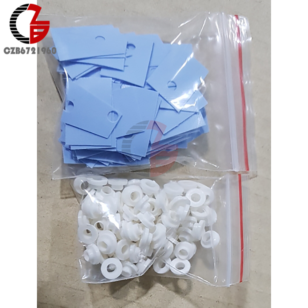 100Pcs TO-220 Transistor Plastic Washer Insulation Washer + 100Pcs TO-220 Isolated Silicone Pad Sheet Strip